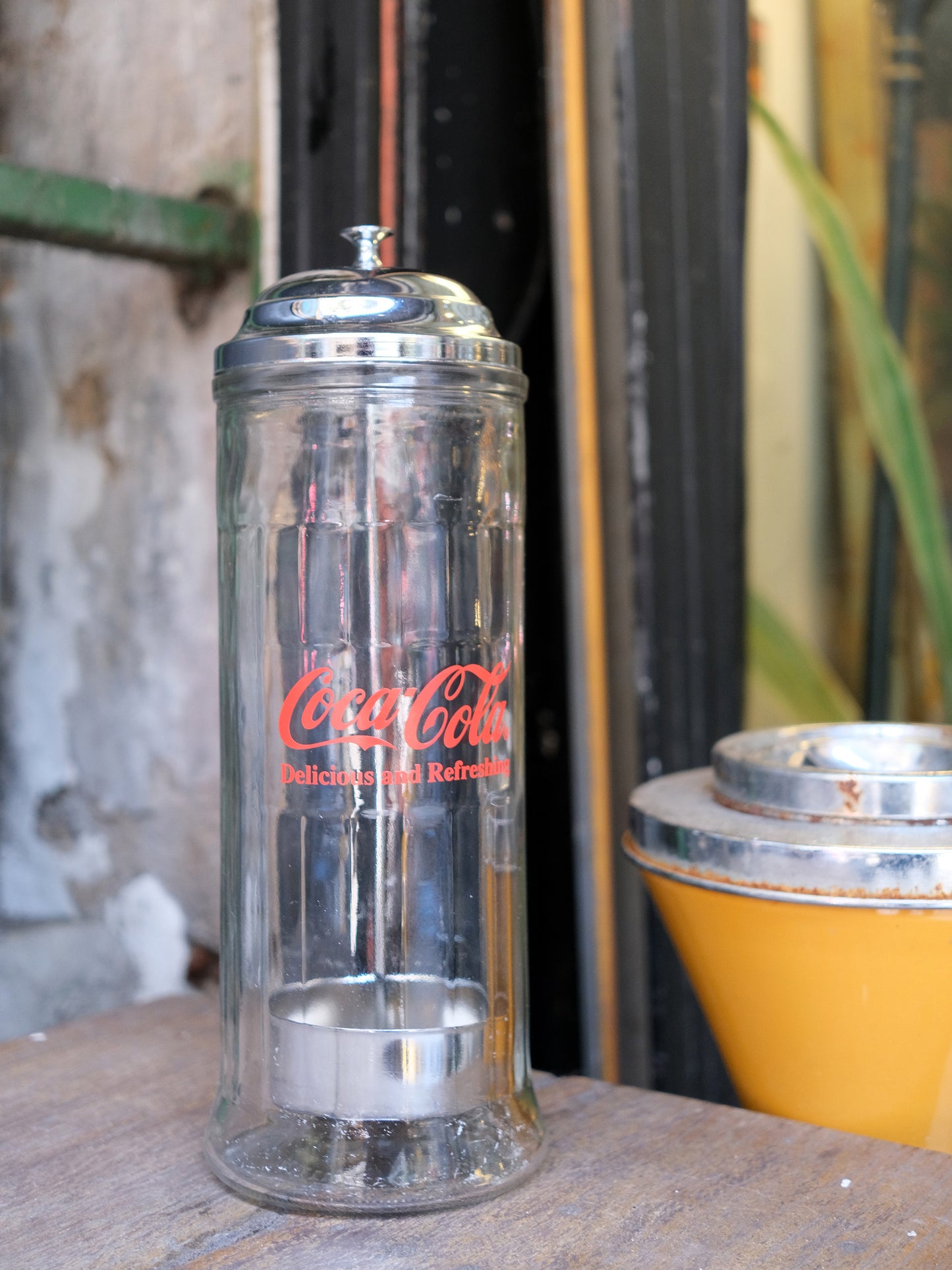 美國 舊物 1992年 Coca Cola 可口可樂 飲管 收納 玻璃瓶
