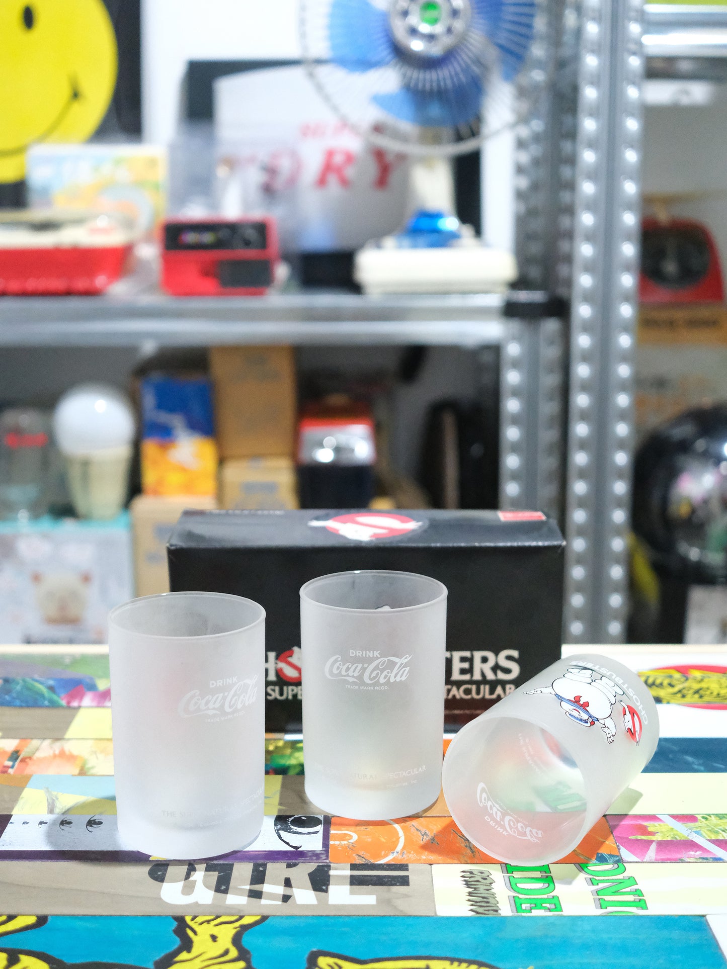 全新品 1984 可口可樂 Ghostbusters 捉鬼敢死隊 電影插圖 玻璃水杯 冰杯 三個套裝