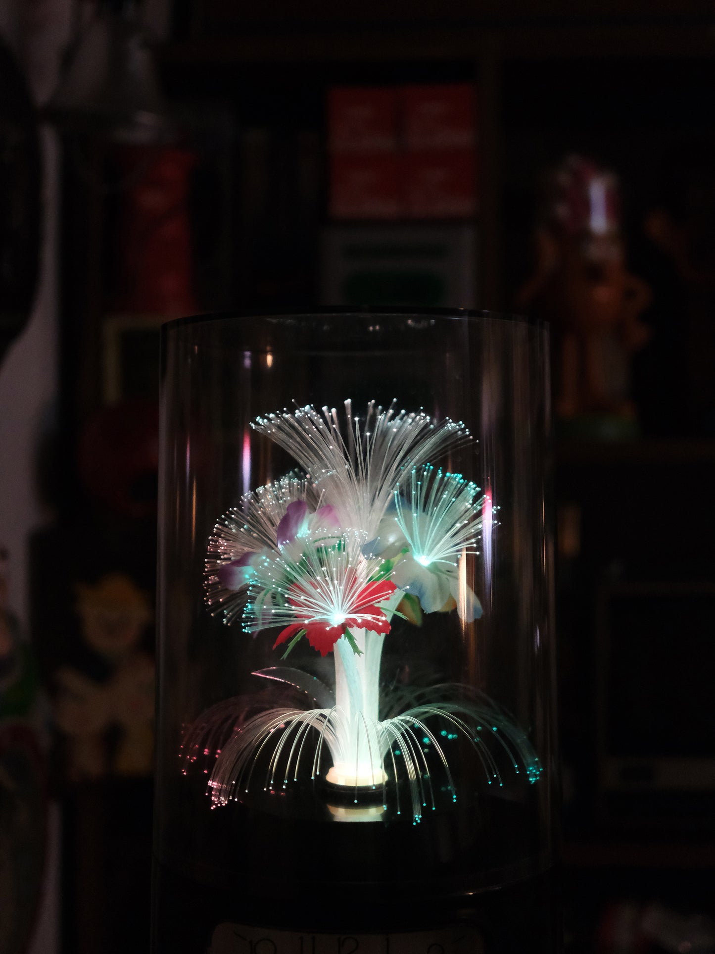 日本 Housyo 圓柱型 旋轉發光纖維花燈 石英鐘 Quartz Lamp Clock