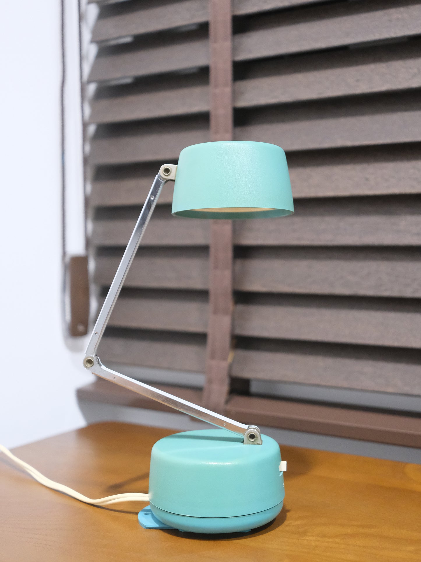 日本制 70's 南部工業 NA-414 三段折疊 湖水藍 擡燈 Table Lamp Light