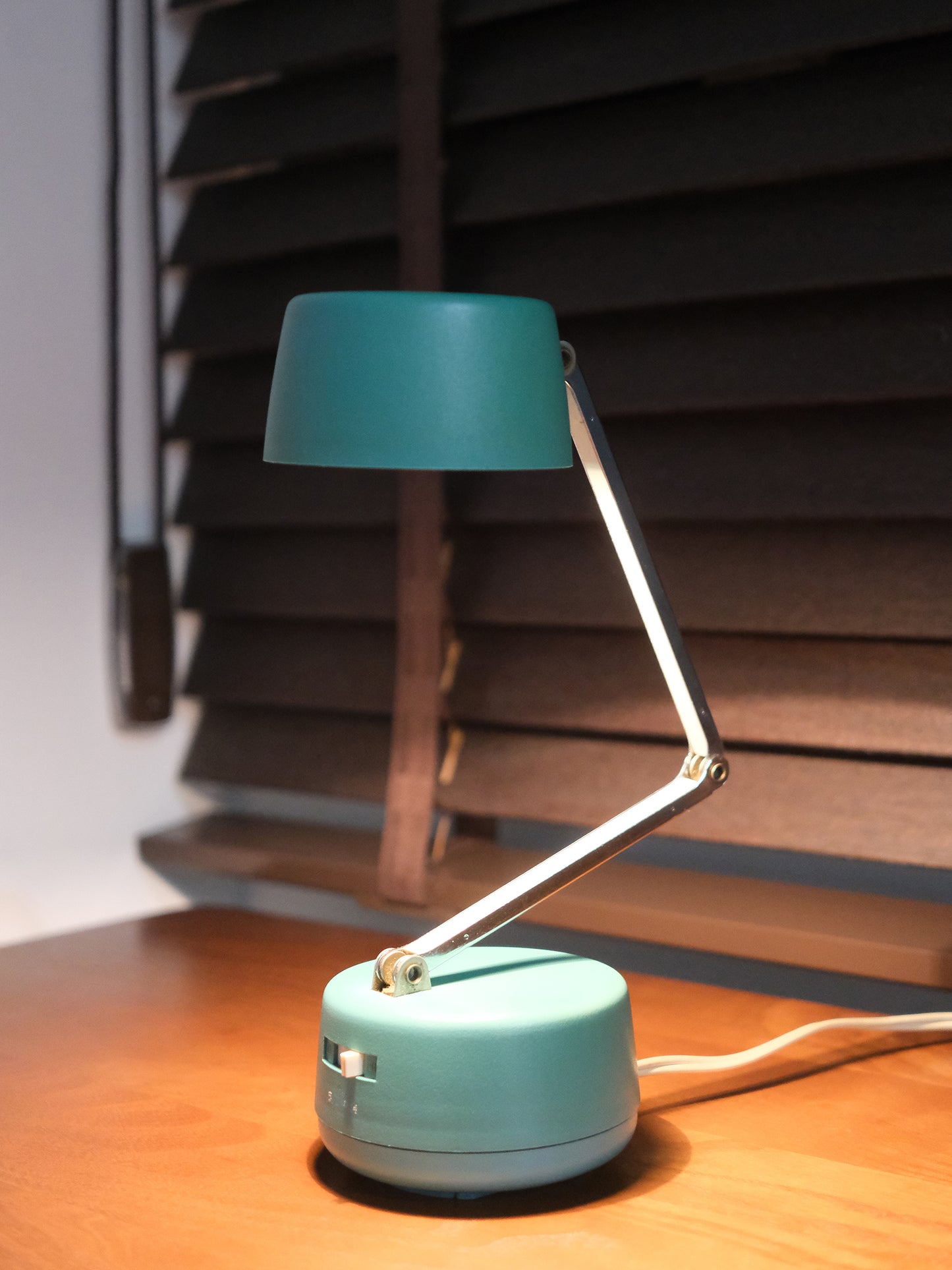日本制 70's 南部工業 NA-414 三段折疊 湖水藍 擡燈 Table Lamp Light