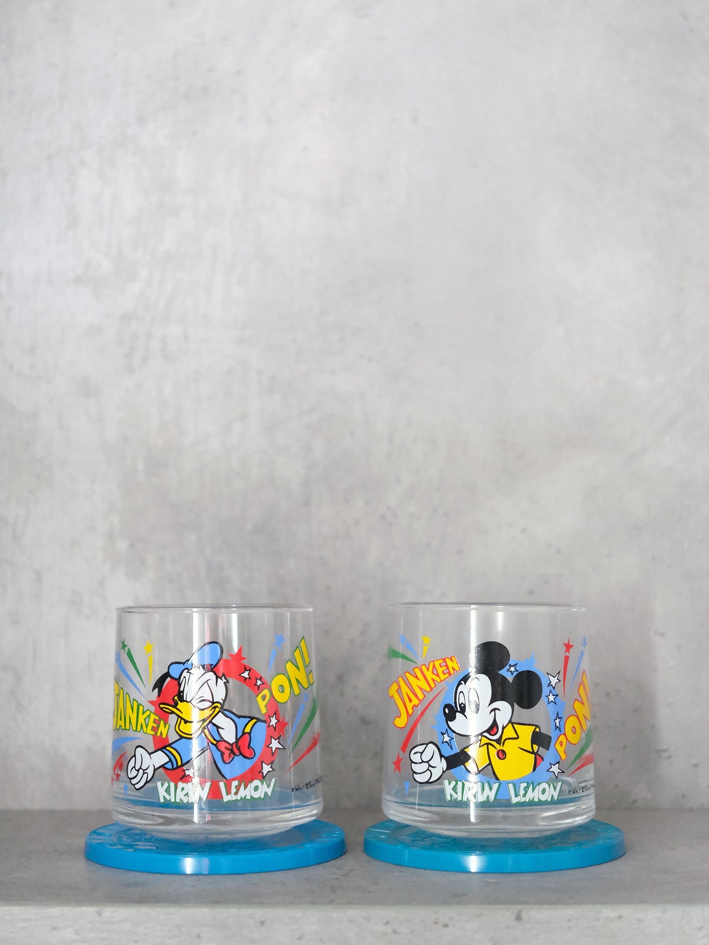 全新品 KIRIN 麒麟 米奇老鼠 唐老鴨 Janken Pon 玻璃水杯 套裝