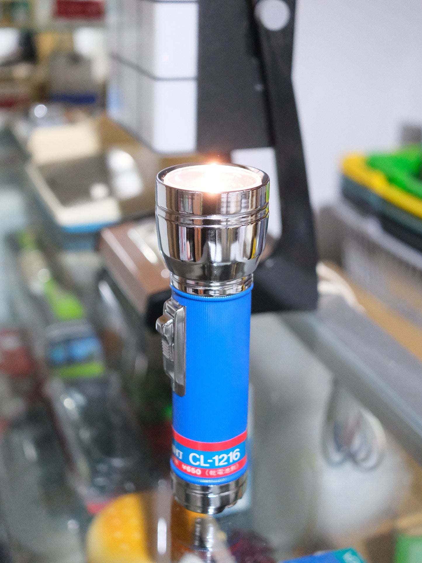 日本制 全新品 三菱 Mistsubishi CL-1216 藍色 懷舊 手電筒