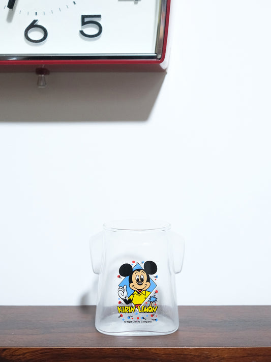全新品 80’s KIRIN 麒麟 Disney 米奇老鼠 T-SHIRT 形 玻璃水杯