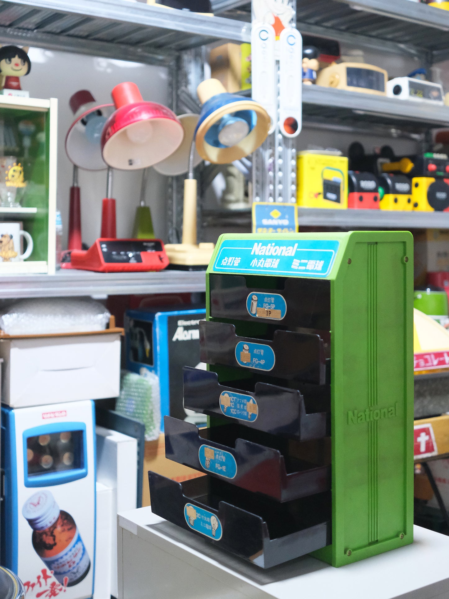 70's National 樂聲牌 電球 燈泡 店頭 展示櫃 小物 收納櫃