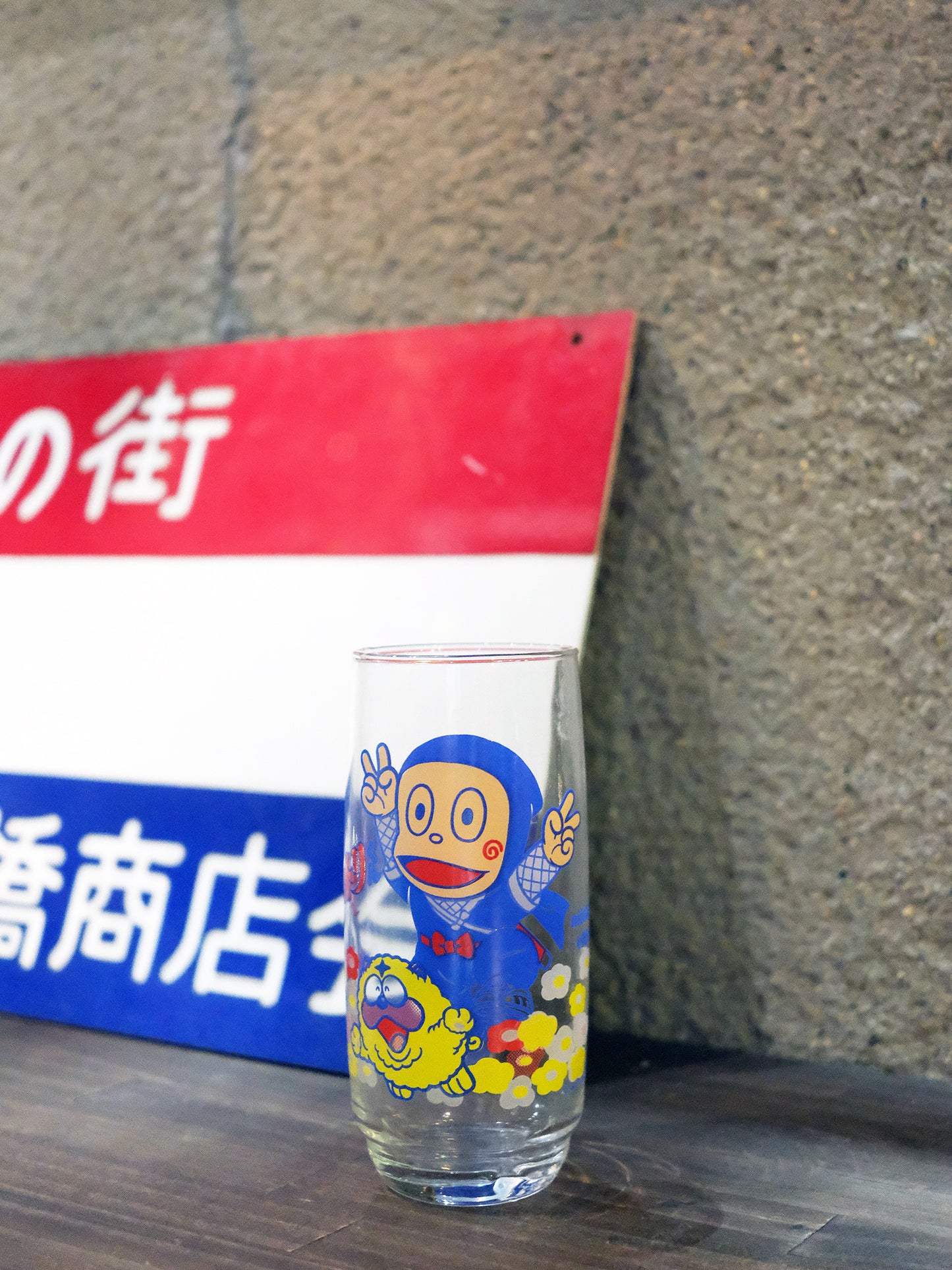全新品 Asahi 三ツ矢サイダー 忍者小靈精 變色 圖案 玻璃水杯