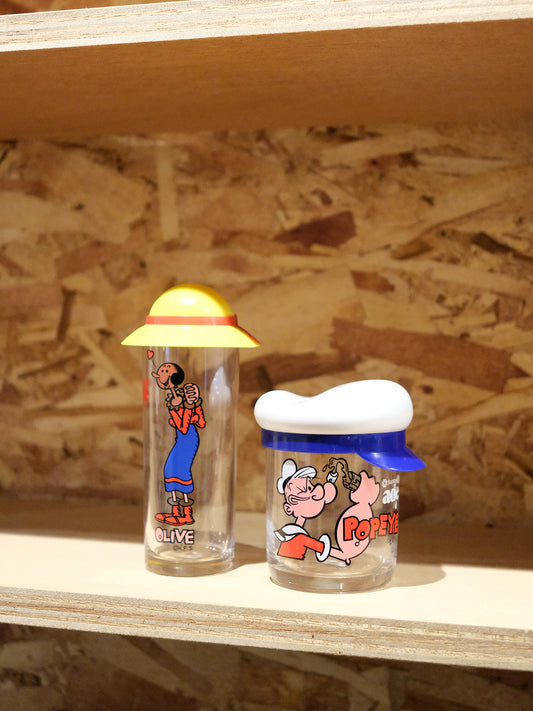 全新品 Suntory ade Popeye & Olive 帽子 玻璃水杯 2個套裝