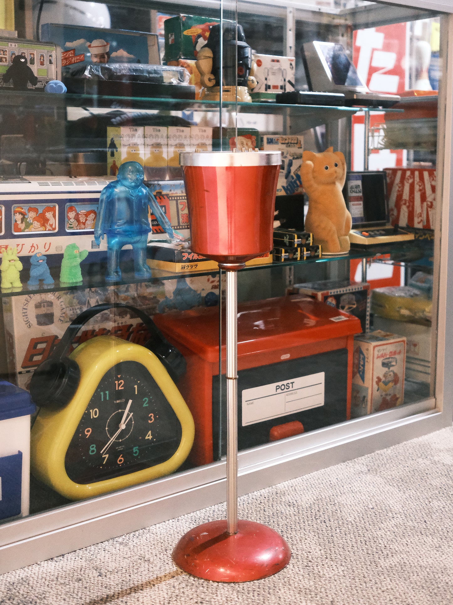 日本 70’s 昭和年代 紅色 鐵製 喫茶店 坐地 立式煙灰缸 Ashtray