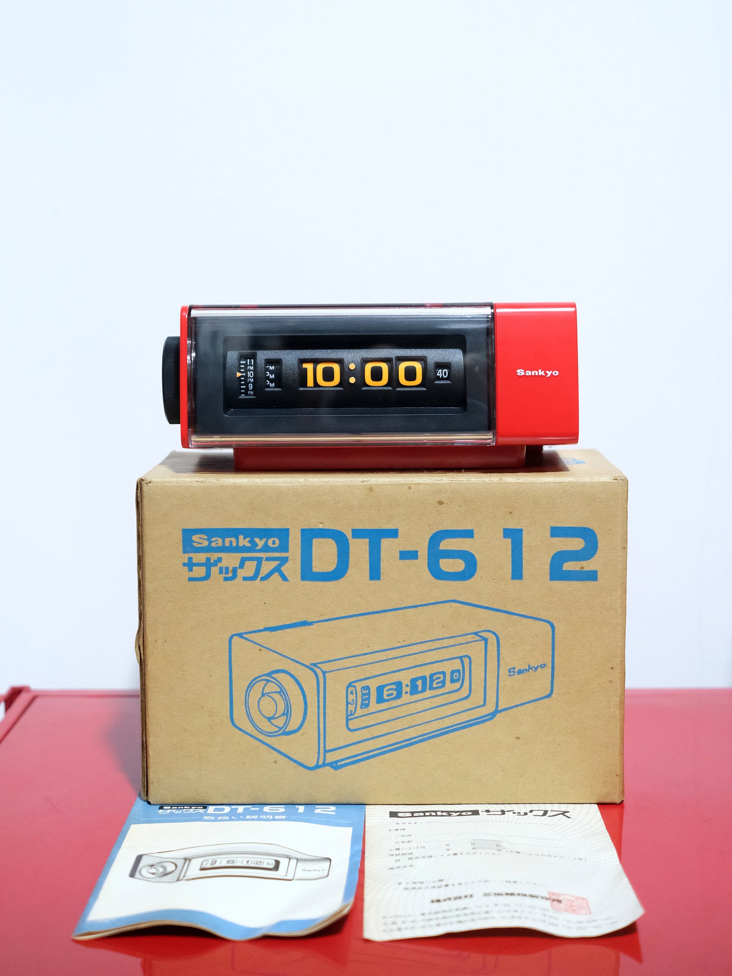 全新品 Sankyo DT-612 Digital Alarm Flip Clock 紅色 翻頁鐘 有盒 #2