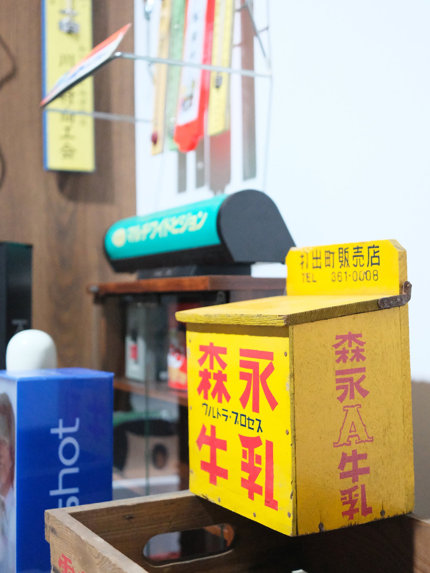 日本制 昭和 森永牛乳 Morinaga 黃色 木製 牛奶箱 宅配箱 Milk Box