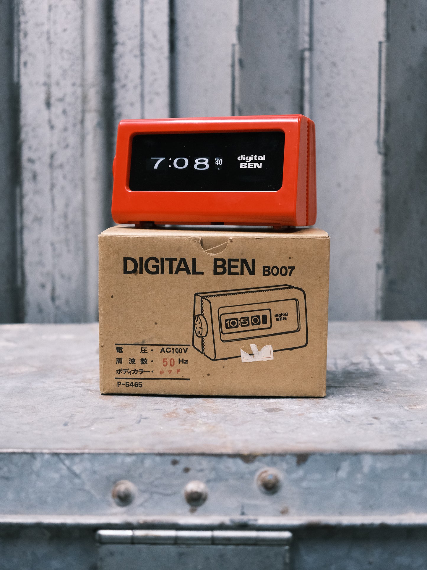 日本制 70s Hotta 堀田時計店 B007 Digital Ben Flip Clock 翻頁鐘 紅色 有盒