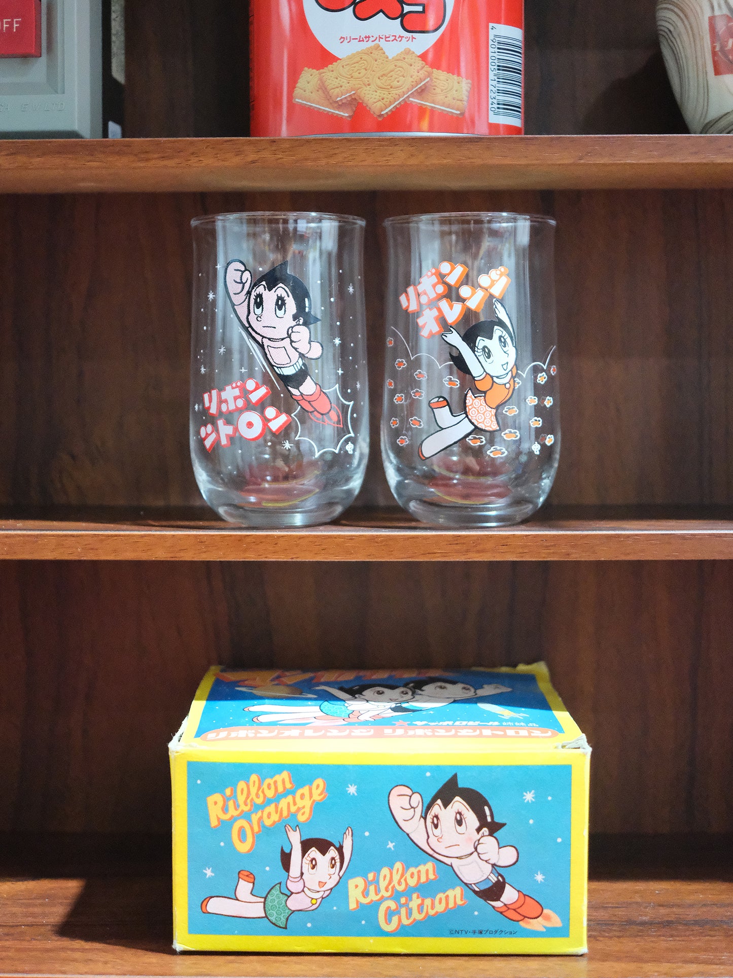 全新品 70's 手塚治虫 小飛俠 阿童木 漫畫造型 玻璃杯 2個套裝 Astro Boy