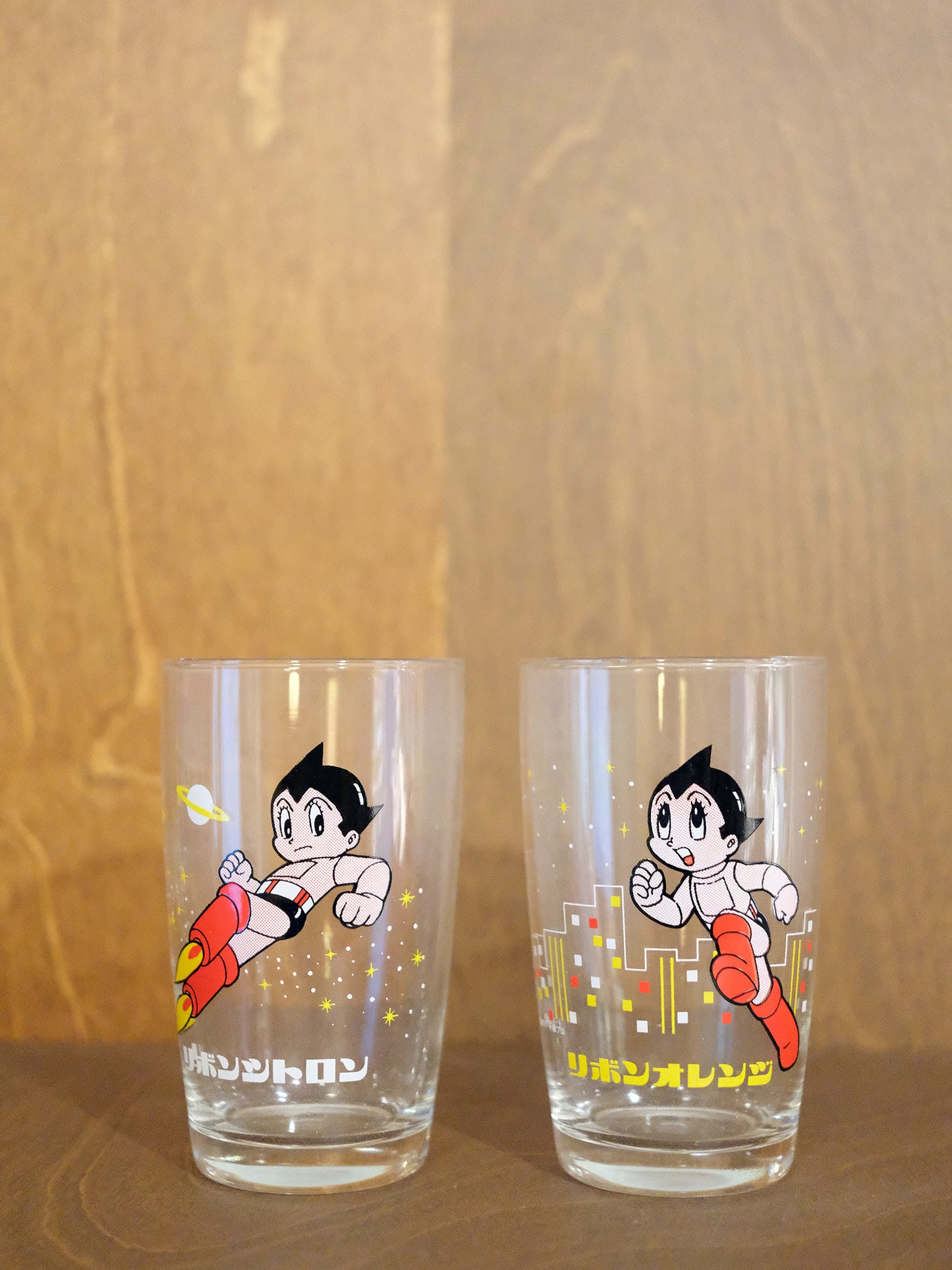 Sapporo リボン 鐵腕アトム 小飛俠 玻璃水杯 2個 套裝