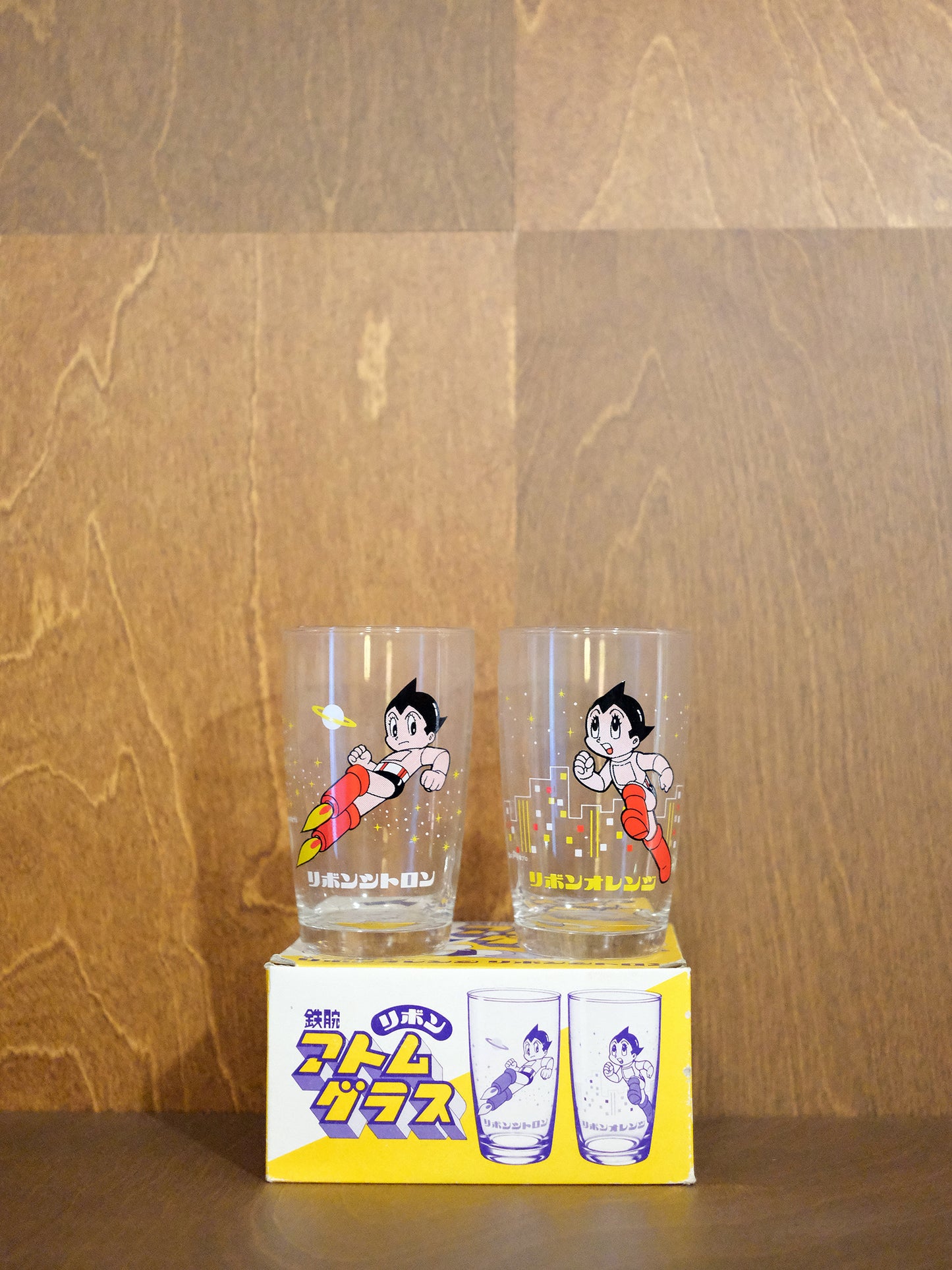Sapporo リボン 鐵腕アトム 小飛俠 玻璃水杯 2個 套裝