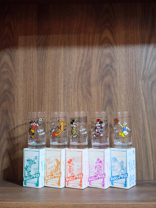 麒麟 Kirin Lemon Disney 角色 插圖 玻璃水杯 5個套裝
