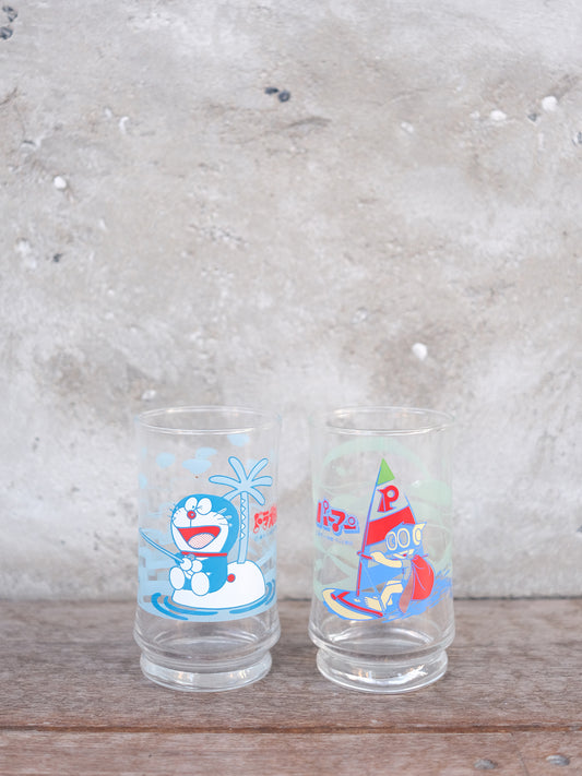 全新品 三矢蘇打 叮噹 神奇小子 插圖 玻璃水杯 2個套裝