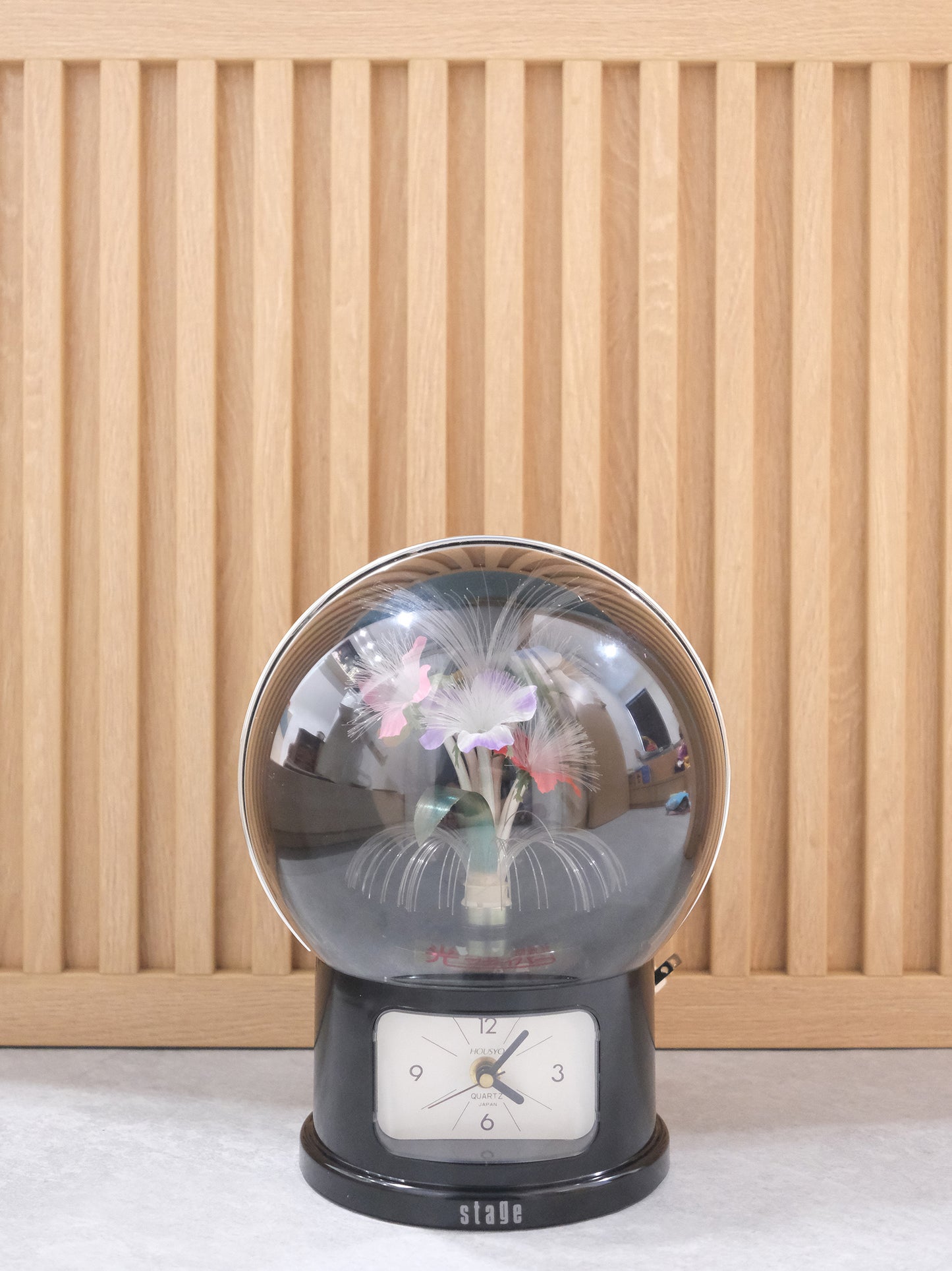 日本制 Housyo 92-562 旋轉發光纖維花燈 石英鐘 時鐘 Fiber Light Quartz Clock
