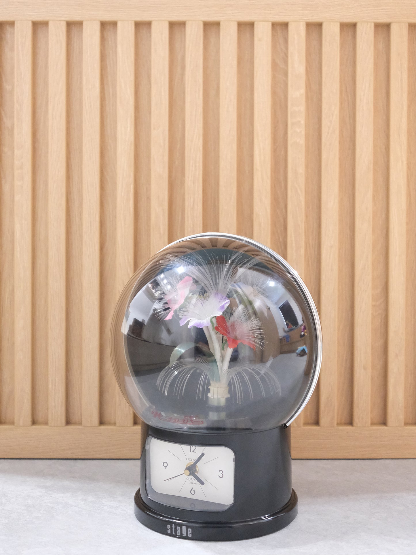 日本制 Housyo 92-562 旋轉發光纖維花燈 石英鐘 時鐘 Fiber Light Quartz Clock