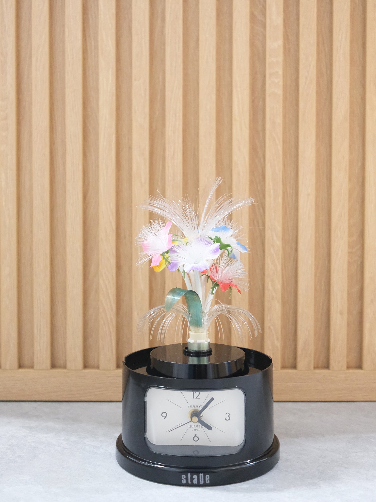 日本制 Housyo 92-562 旋轉發光纖維花燈 石英鐘 時鐘 Fiber Light Quartz Clock