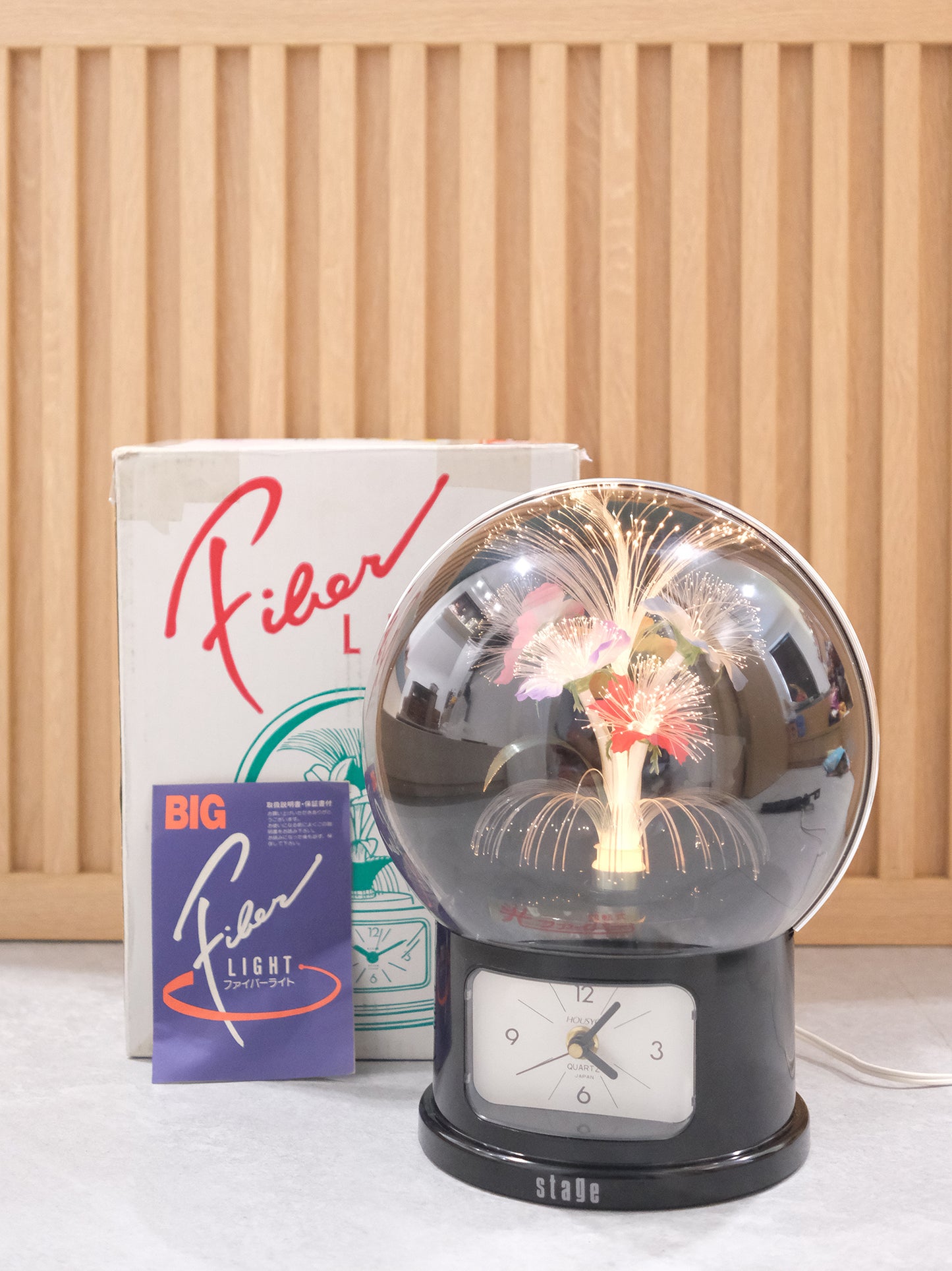 日本制 Housyo 92-562 旋轉發光纖維花燈 石英鐘 時鐘 Fiber Light Quartz Clock