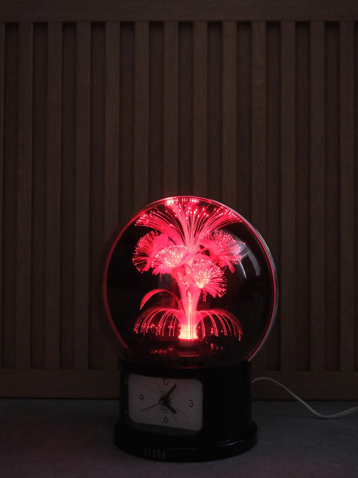 日本制 Housyo 92-562 旋轉發光纖維花燈 石英鐘 時鐘 Fiber Light Quartz Clock