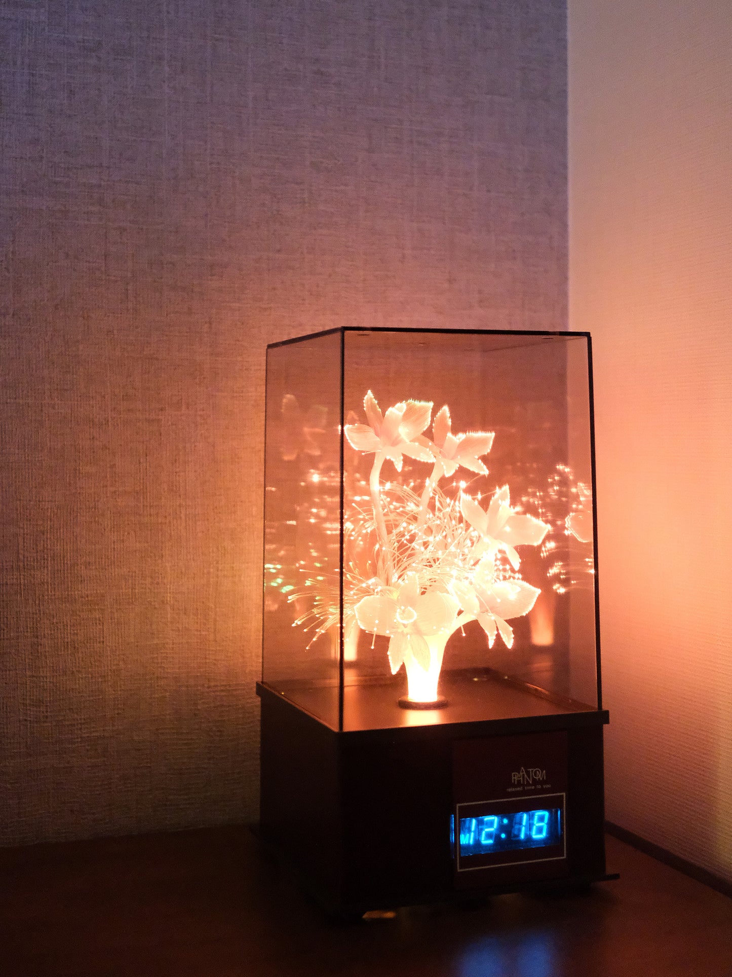 日本 80’s Murakami Phantom Light 發光纖維變色花燈 電子鐘 Clock
