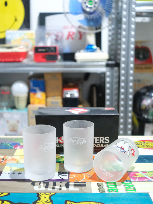 全新品 1984 可口可樂 Ghostbusters 捉鬼敢死隊 電影插圖 玻璃水杯 冰杯 三個套裝