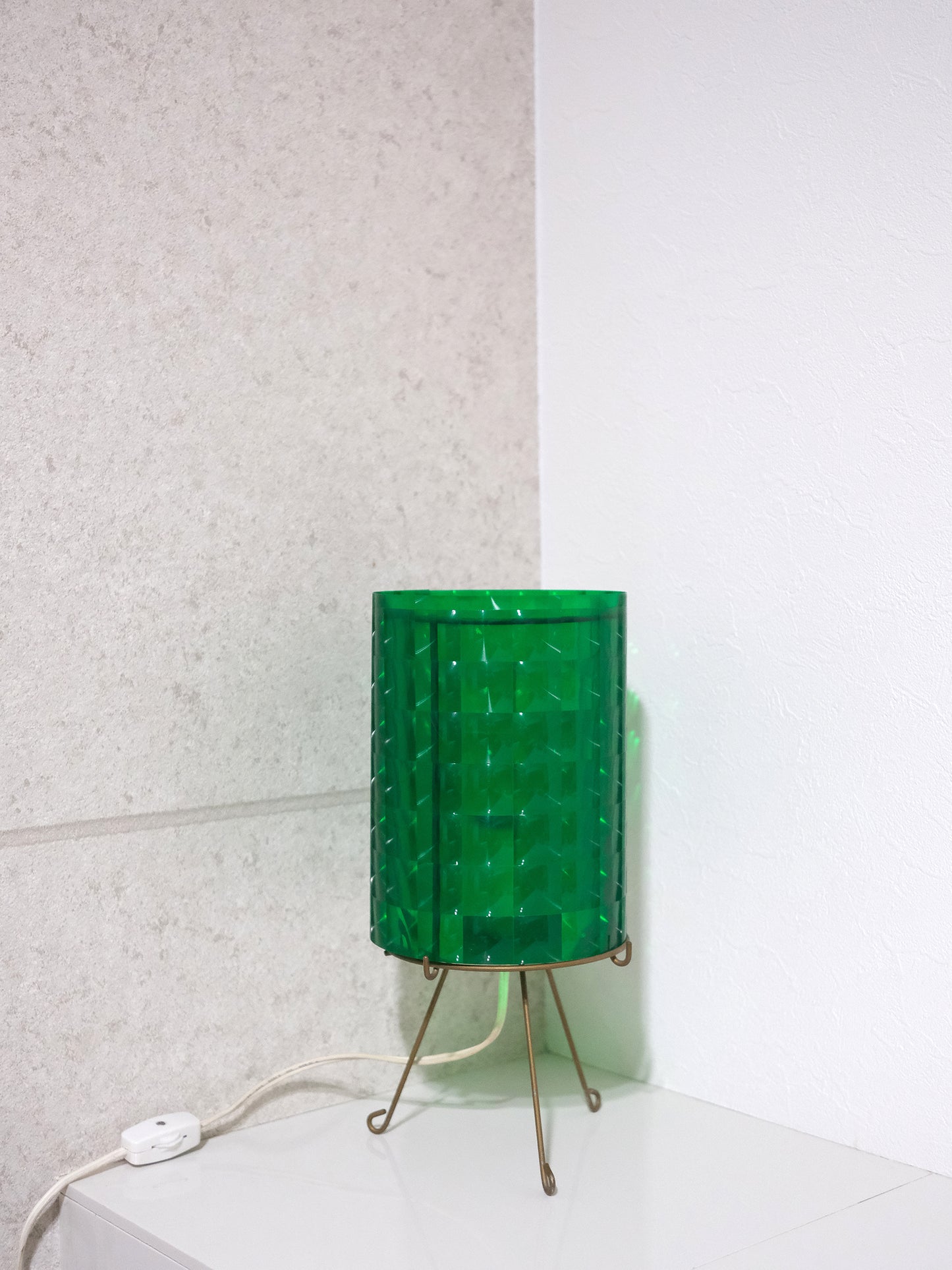 復古 昭和 綠色 雷射格仔膠片 白熱燈 擡燈 Table Lamp