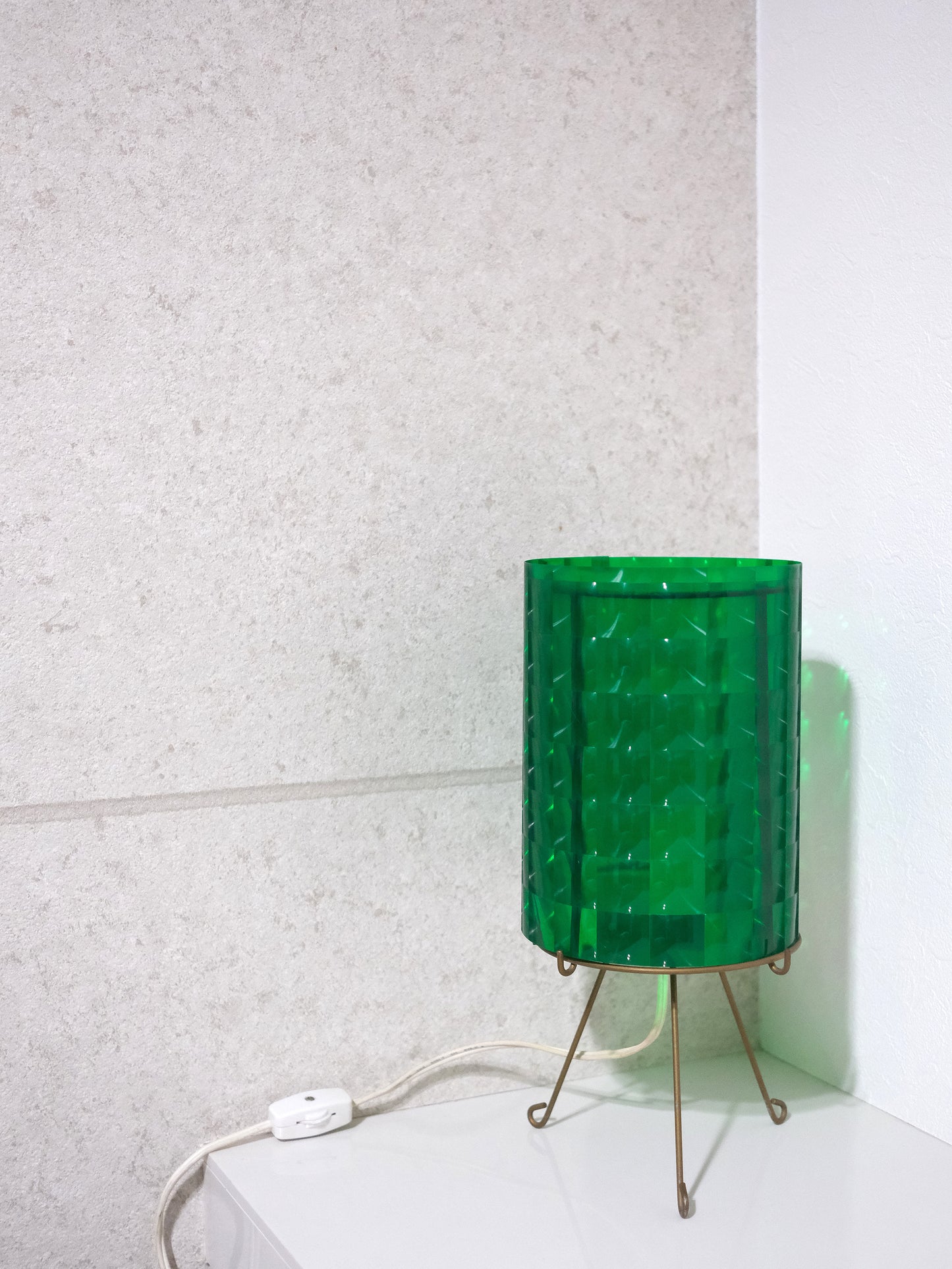 復古 昭和 綠色 雷射格仔膠片 白熱燈 擡燈 Table Lamp