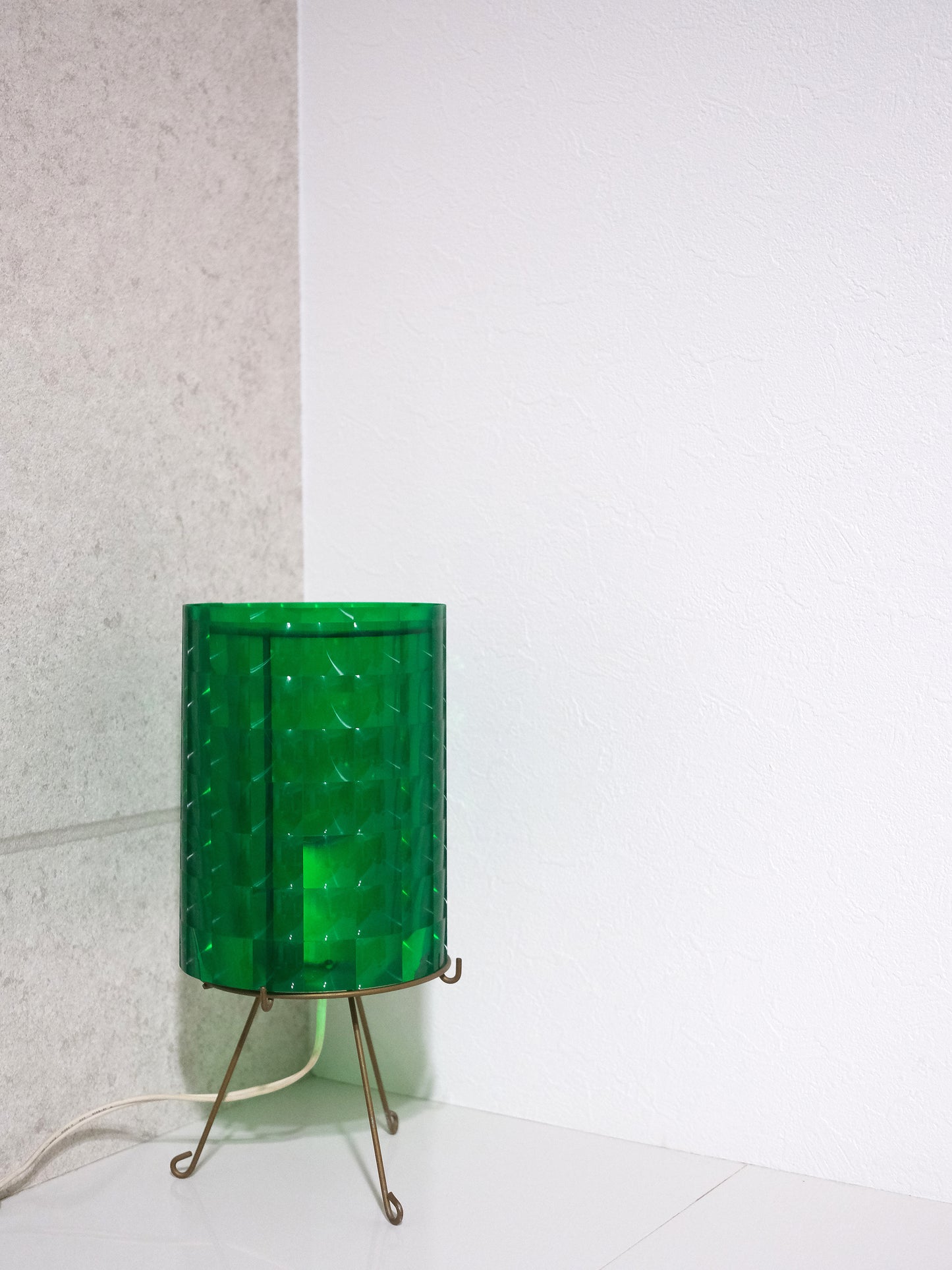 復古 昭和 綠色 雷射格仔膠片 白熱燈 擡燈 Table Lamp