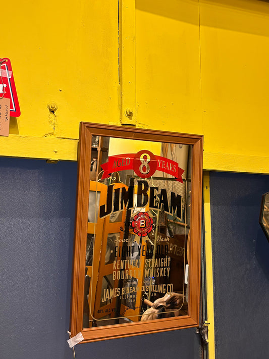 美品 JIM BEAM 威士忌 酒吧 宣傳品 木框 掛牆鏡 Mirror