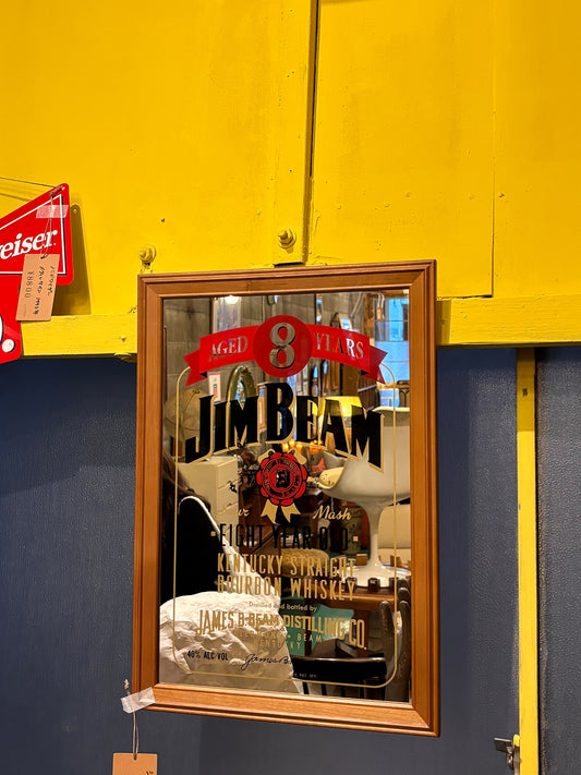 美品 JIM BEAM 威士忌 酒吧 宣傳品 木框 掛牆鏡 Mirror
