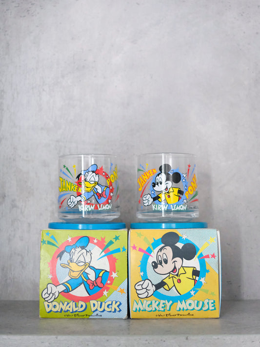 全新品 KIRIN 麒麟 米奇老鼠 唐老鴨 Janken Pon 玻璃水杯 套裝