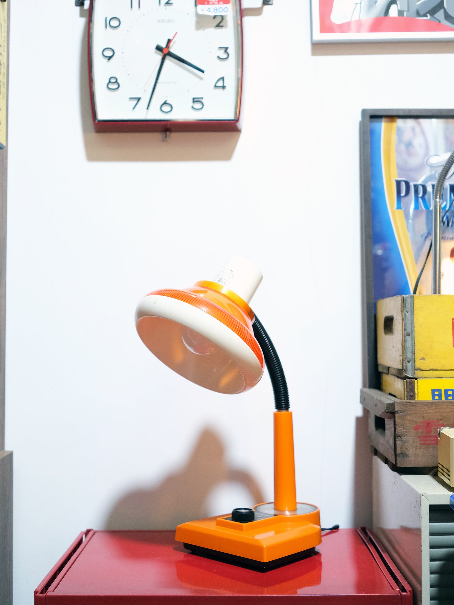 日本制 NEC 日電 Sylvania IS-6111 橙色 旋鈕式 擡燈 Table Light