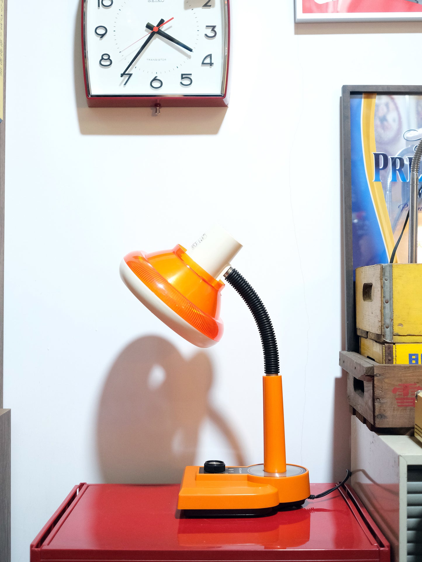 日本制 NEC 日電 Sylvania IS-6111 橙色 旋鈕式 擡燈 Table Light