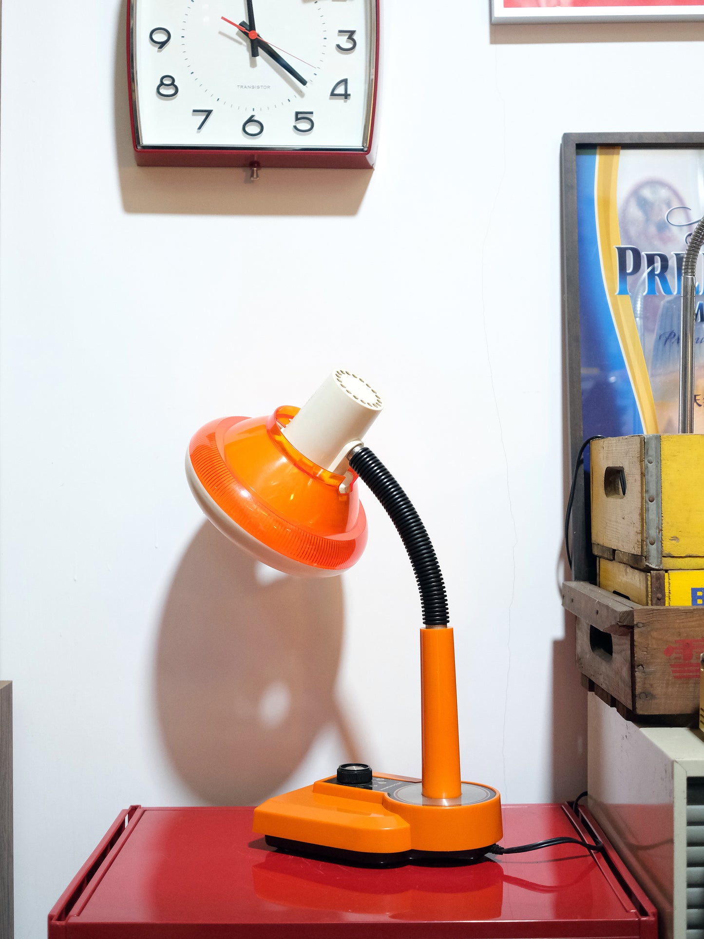 日本制 NEC 日電 Sylvania IS-6111 橙色 旋鈕式 擡燈 Table Light