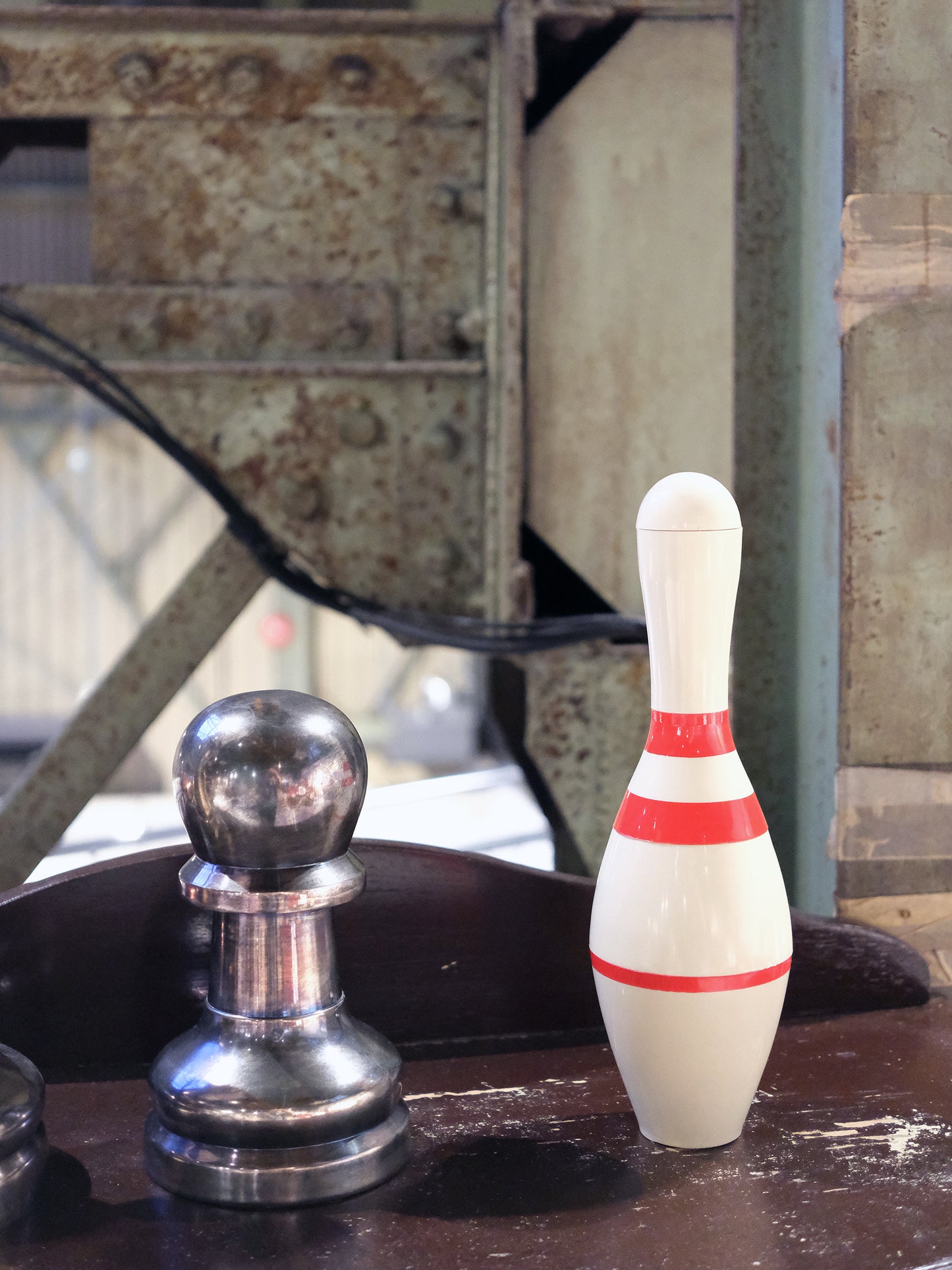 日本 舊物 Bowling Pin 保齡球樽造形 香煙 托盤 收納樽 連火機