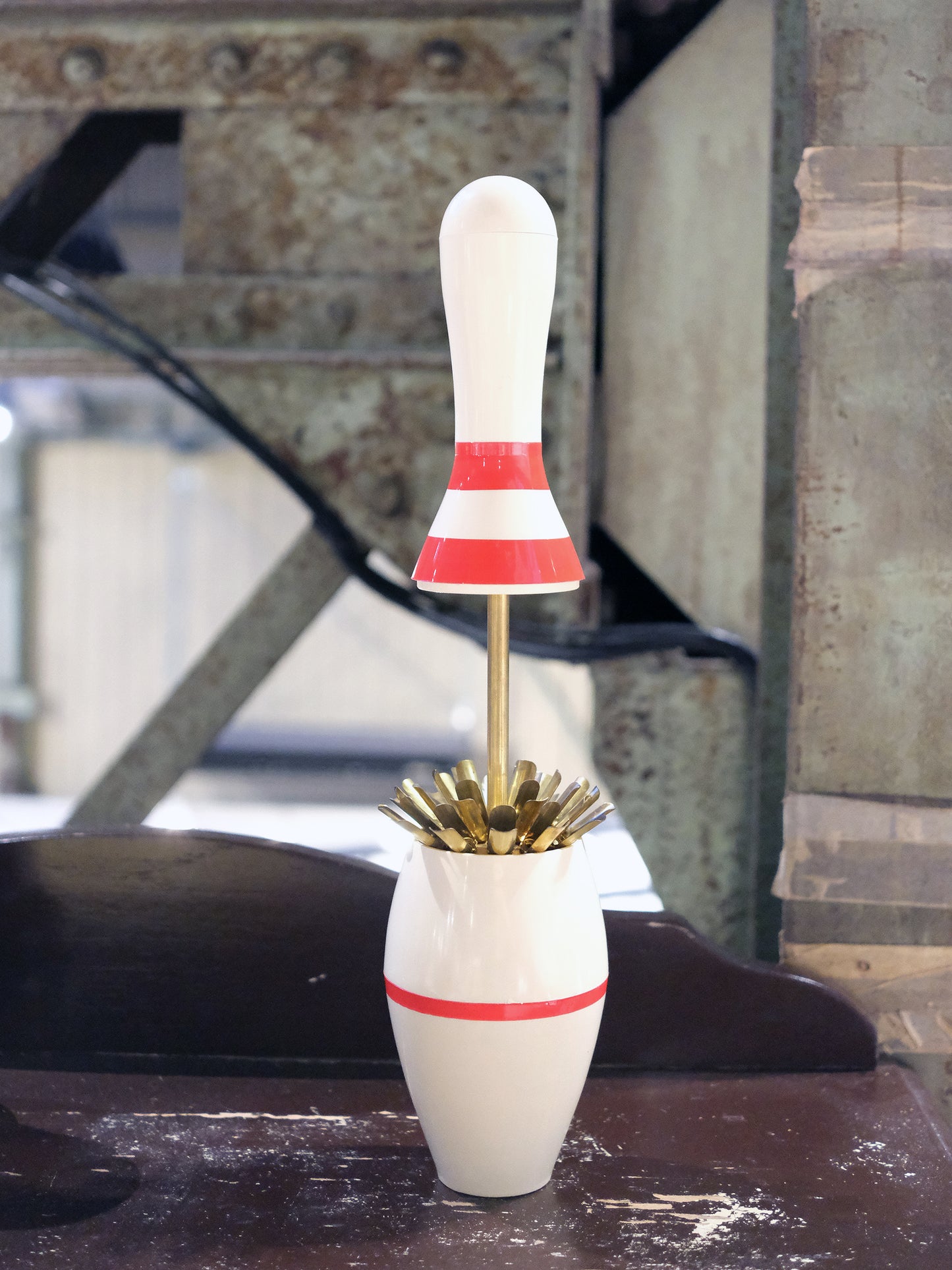 日本 舊物 Bowling Pin 保齡球樽造形 香煙 托盤 收納樽 連火機