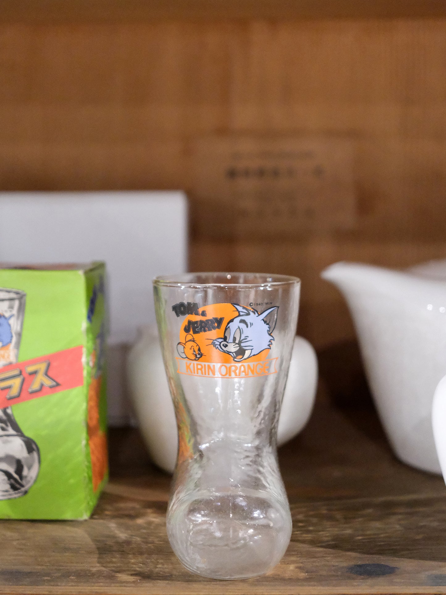 日本 80's 麒麟 KIRIN Orange Tom and Jerry 靴型 玻璃水杯