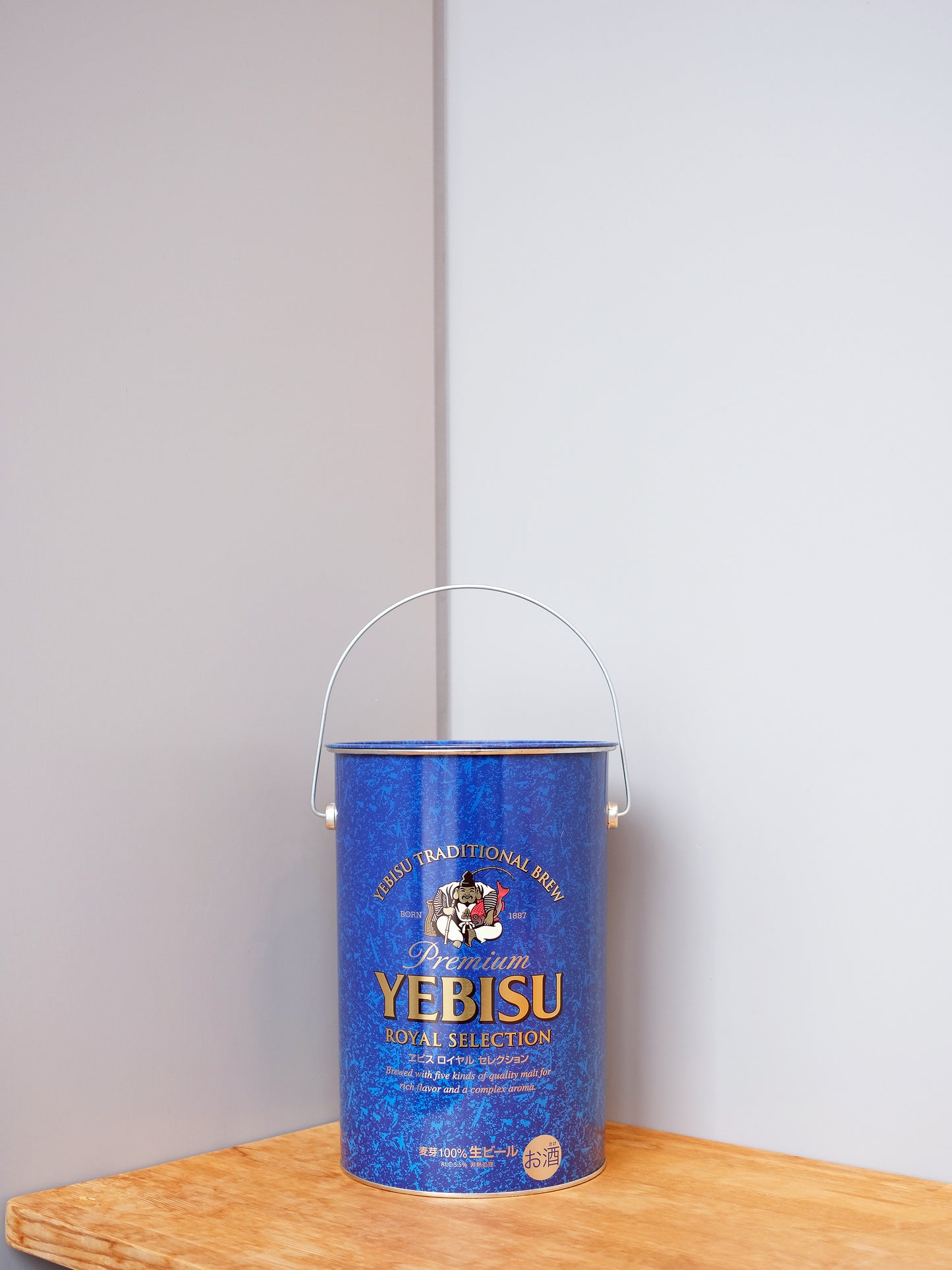 日本 YEBISU 惠比壽 啤酒 圓柱形 鐵製 收納罐 缶