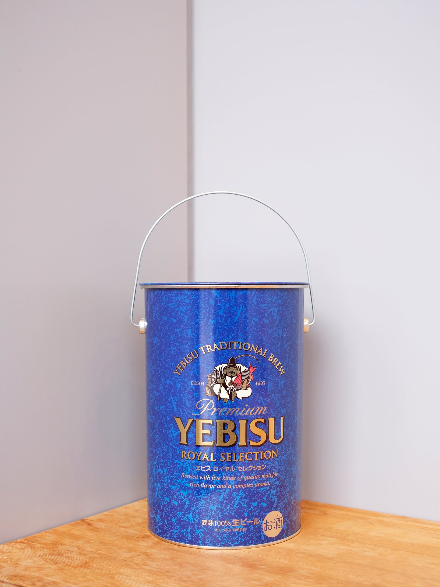 日本 YEBISU 惠比壽 啤酒 圓柱形 鐵製 收納罐 缶