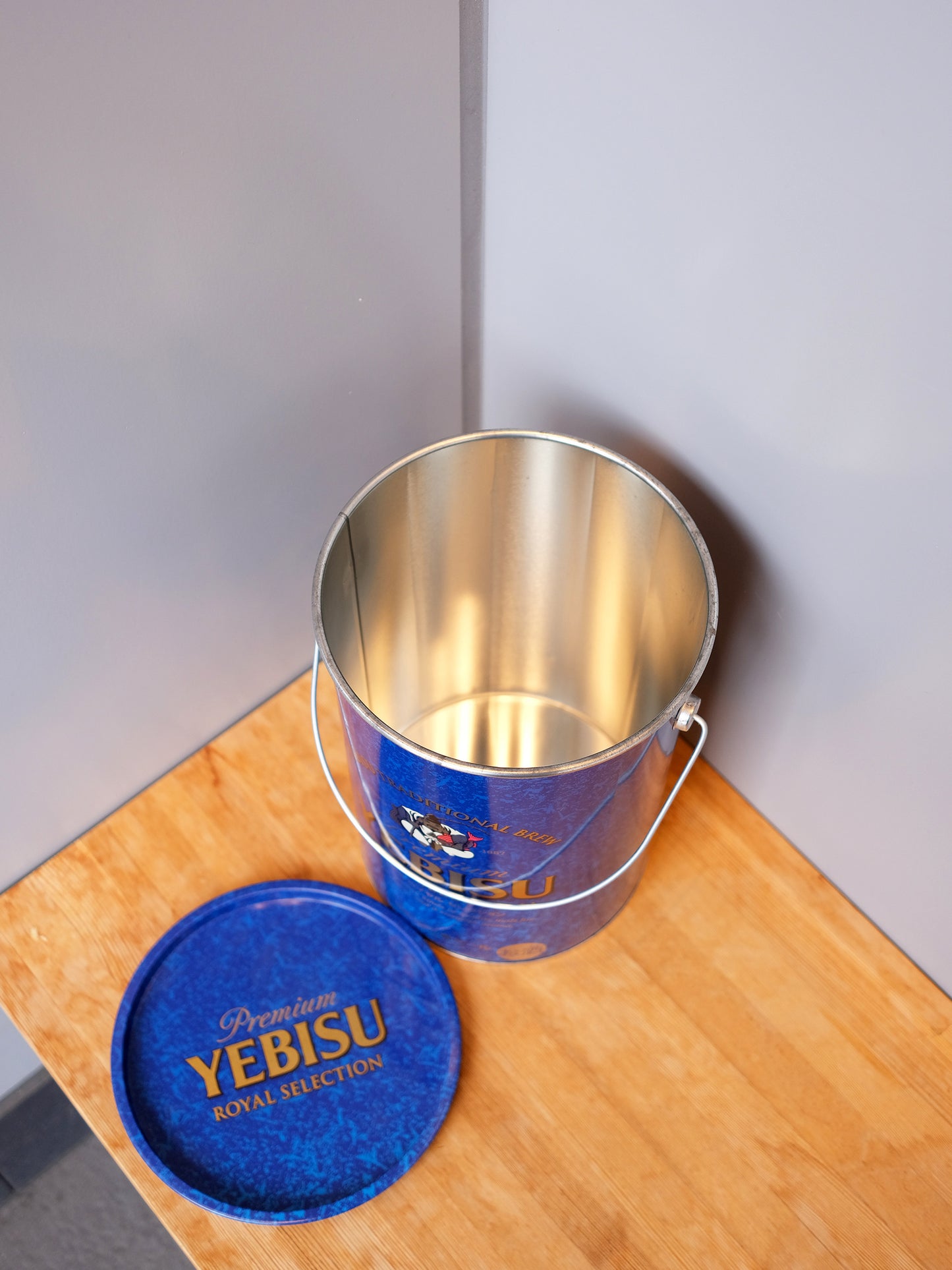日本 YEBISU 惠比壽 啤酒 圓柱形 鐵製 收納罐 缶