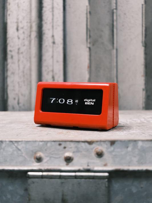 日本制 70s Hotta 堀田時計店 B007 Digital Ben Flip Clock 翻頁鐘 紅色 有盒