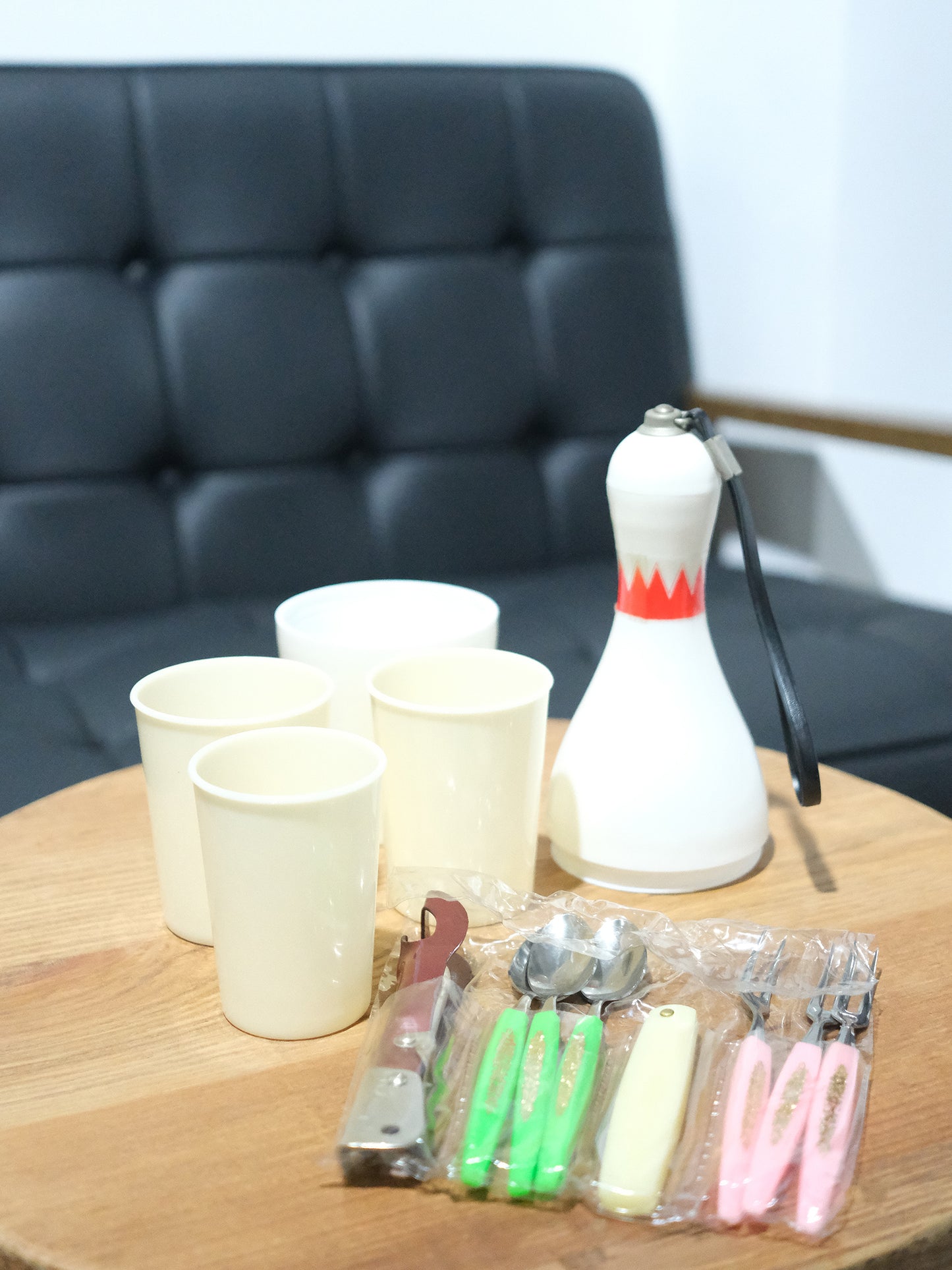 日本制 昭和 保齡球樽造型 戶外餐具套裝 Tableware Set