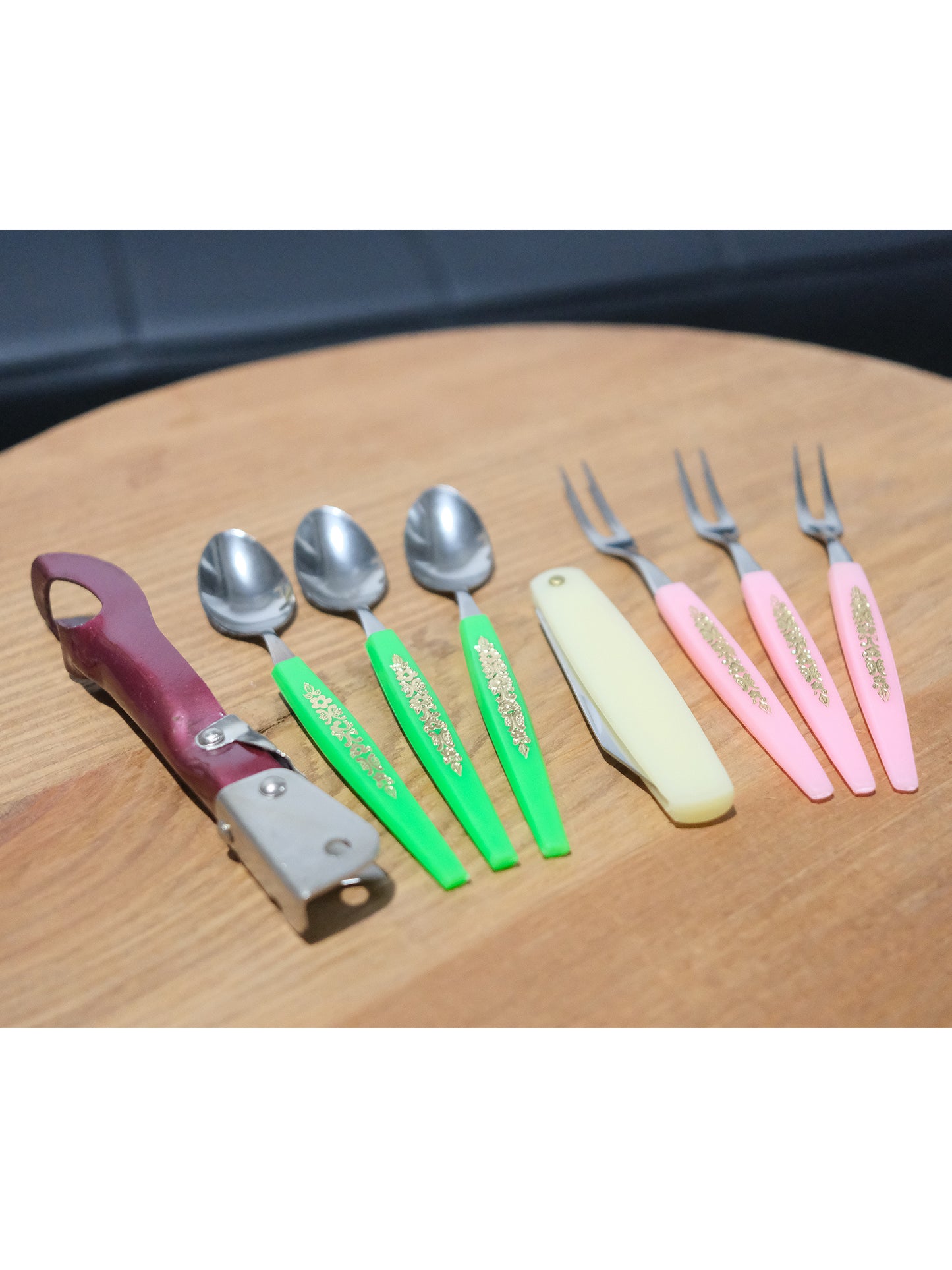 日本制 昭和 保齡球樽造型 戶外餐具套裝 Tableware Set