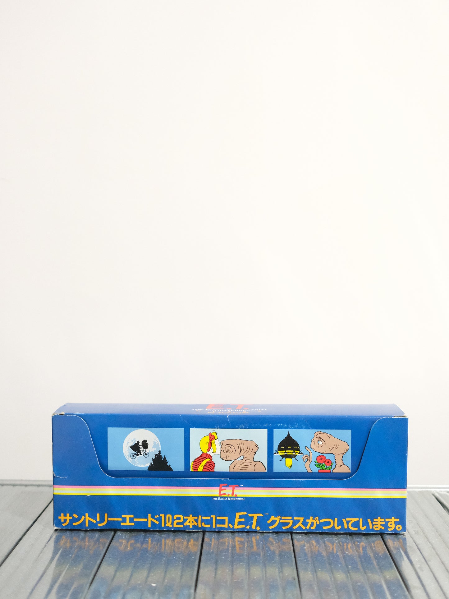 日本制 80's Suntory E.T. 外星人 電影插圖 玻璃水杯 五個套裝 全新品
