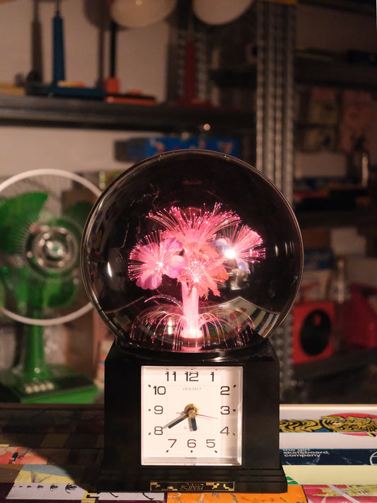 日本 80’s Housyo 旋轉發光纖維花燈 石英鐘 時鐘 Fiber Light Quartz Clock