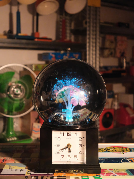 日本 80’s Housyo 旋轉發光纖維花燈 石英鐘 時鐘 Fiber Light Quartz Clock