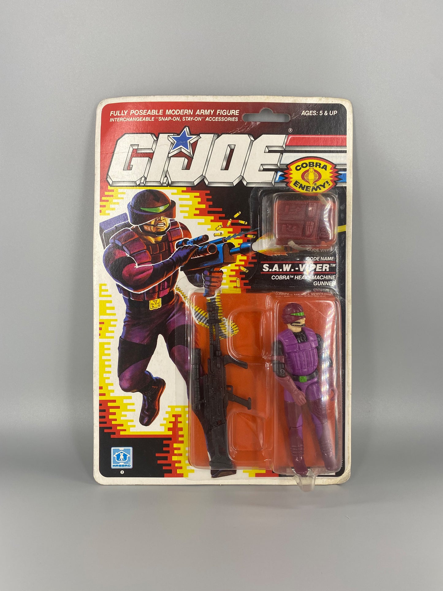 Hasbro 1989 Gi Joe S.A.W Viper Cobra Heavy Machine Gunner Action Figure