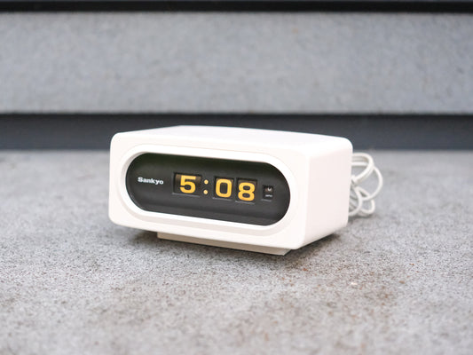 日本制 70s Sankyo DT-601 Digital Flip Clock 翻頁鐘 白色 有盒